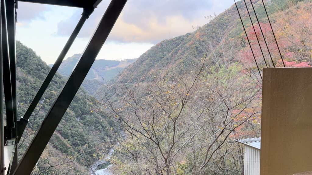 隙間から見える祖谷渓の景色が美しい＠和の宿ホテル祖谷温泉の客室