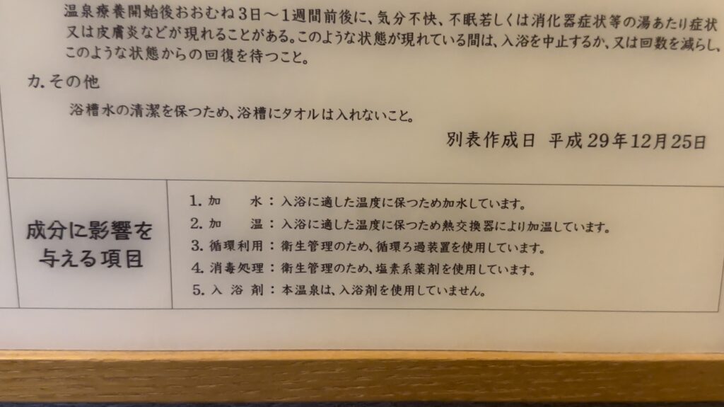 結の庄の温泉は加水・加温などあり