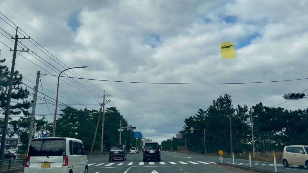 米子鬼太郎空港へ向かう飛行機